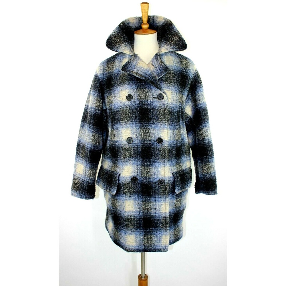 Denim & Supply Ralph Lauren Womens XS Coat Wool Jacket Blue Plaid